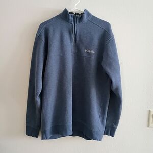 Columbia Quarter Zip Fleece Pullover Blue Logo Mens Large